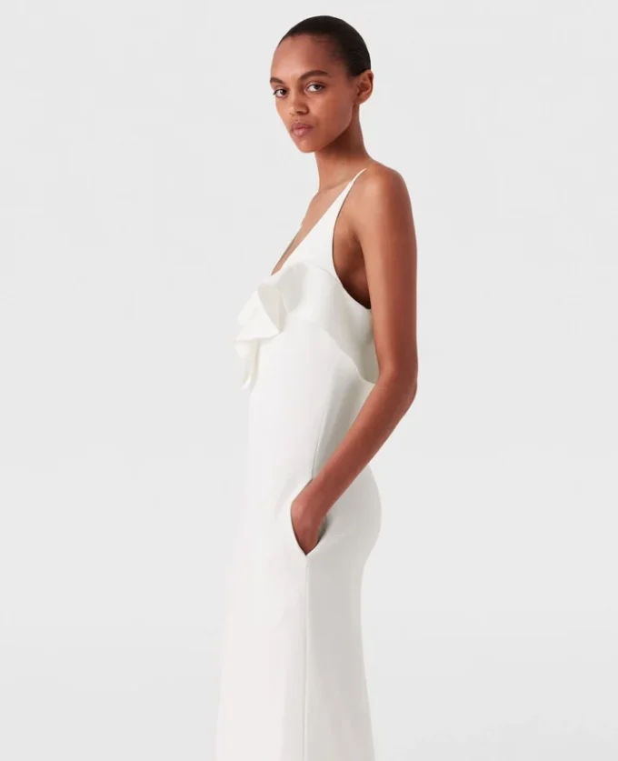 Rüschen-Kleid mit V-Ausschnitt