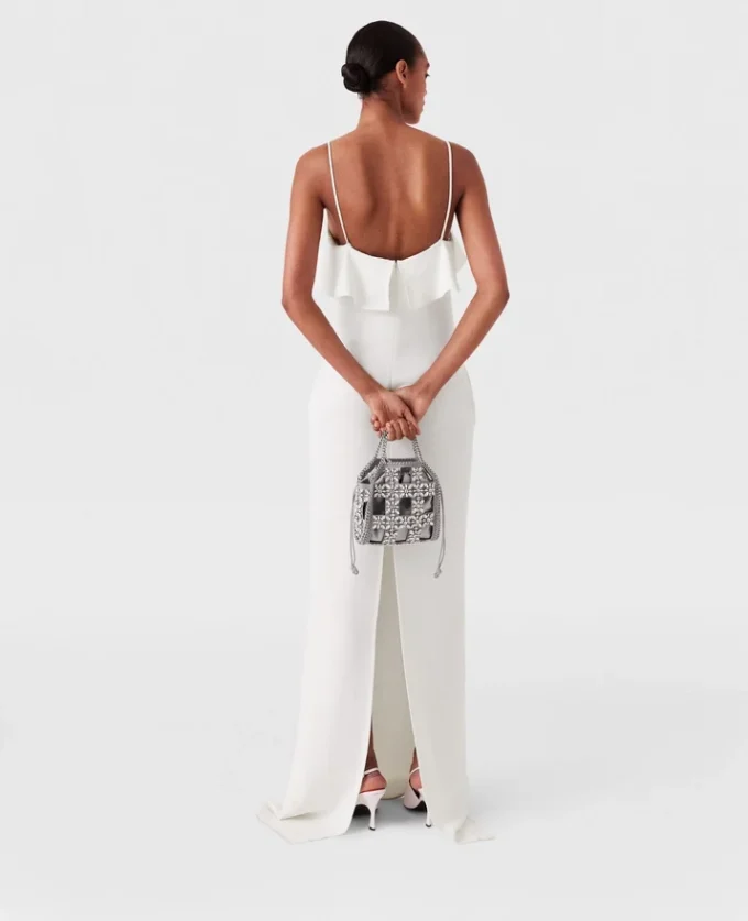Rüschen-Kleid mit V-Ausschnitt