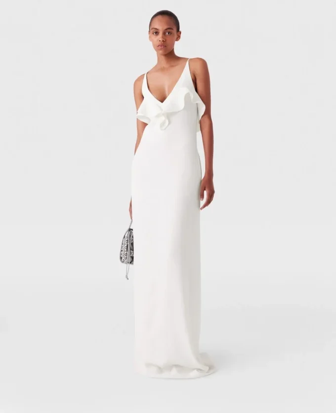 Rüschen-Kleid mit V-Ausschnitt