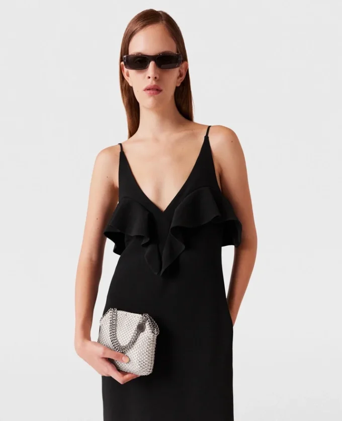 Rüschen-Kleid mit V-Ausschnitt