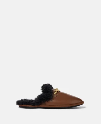 Ryder Veganer Loafer mit Teddyfutter und offener Ferse