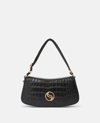 S-Wave Schultertasche mit Krokodilprägung