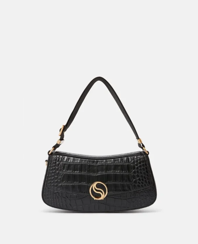 S-Wave Schultertasche mit Krokodilprägung