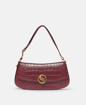 S-Wave Schultertasche mit Krokodilprägung