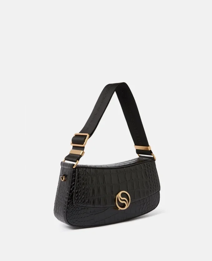 S-Wave Schultertasche mit Krokodilprägung