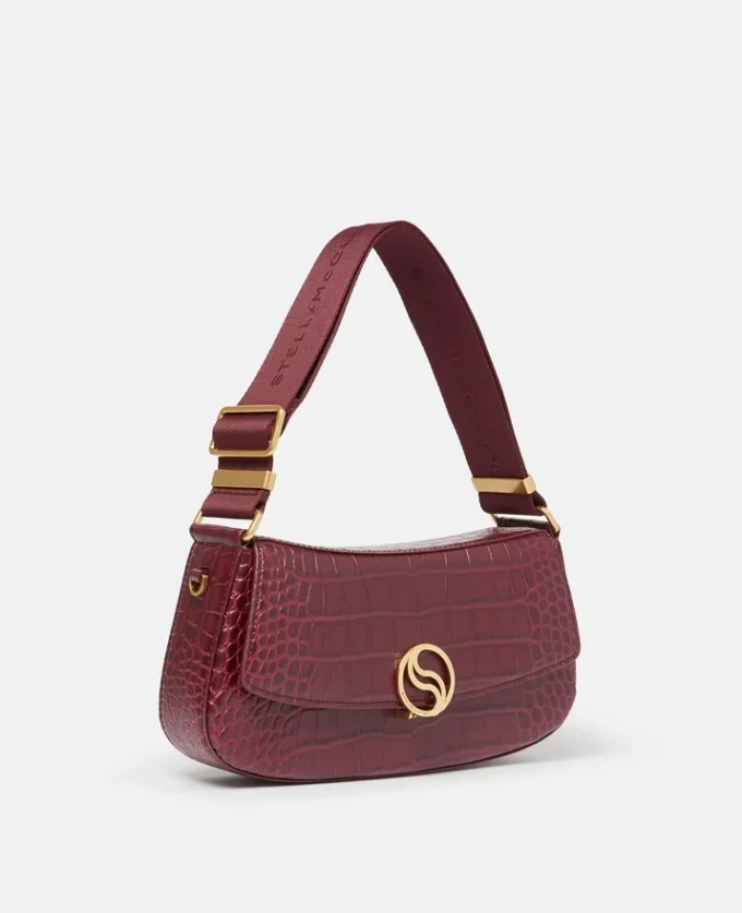 S-Wave Schultertasche mit Krokodilprägung
