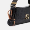S-Wave Schultertasche mit Krokodilprägung