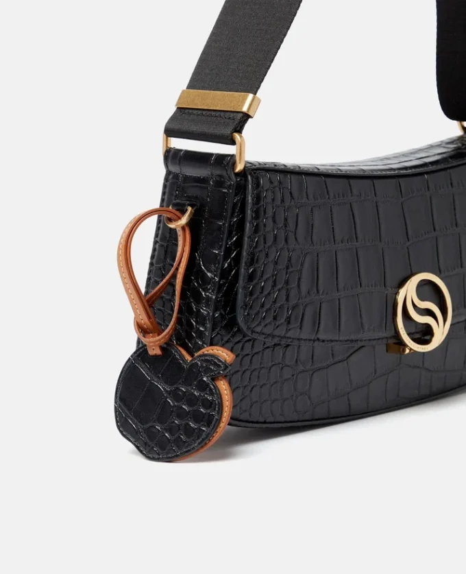 S-Wave Schultertasche mit Krokodilprägung