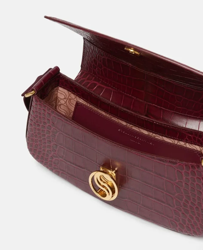 S-Wave Schultertasche mit Krokodilprägung