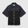 Satin-Einsatz-Kurzarm-Jeanshemd
