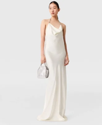Satin-Kleid mit Falabella-Kettenriemen