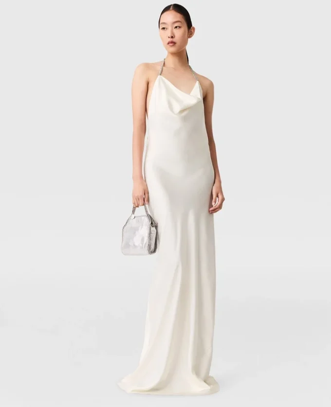 Satin-Kleid mit Falabella-Kettenriemen