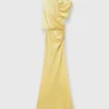 Satin-Maxikleid mit kurzen Ärmeln