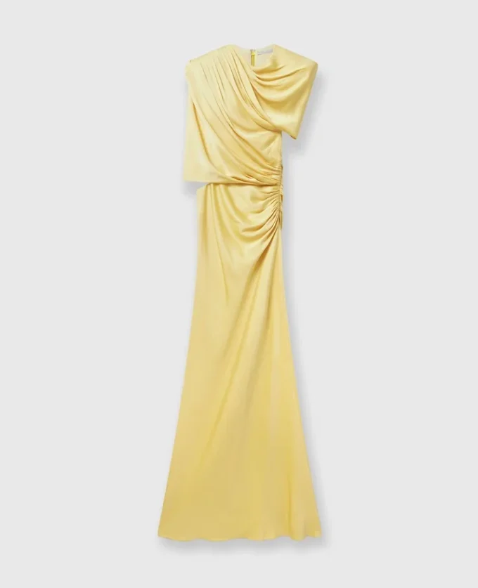 Satin-Maxikleid mit kurzen Ärmeln
