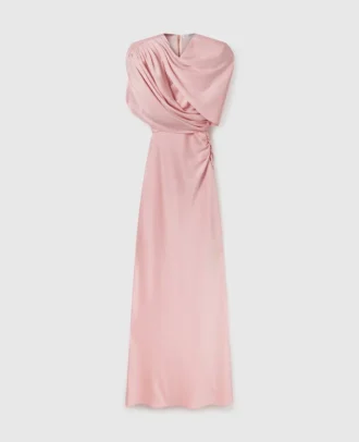 Satin-Maxikleid mit kurzen Ärmeln