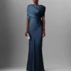 Satin-Maxikleid mit kurzen Ärmeln