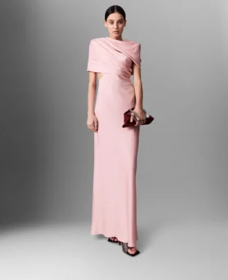 Satin-Maxikleid mit kurzen Ärmeln