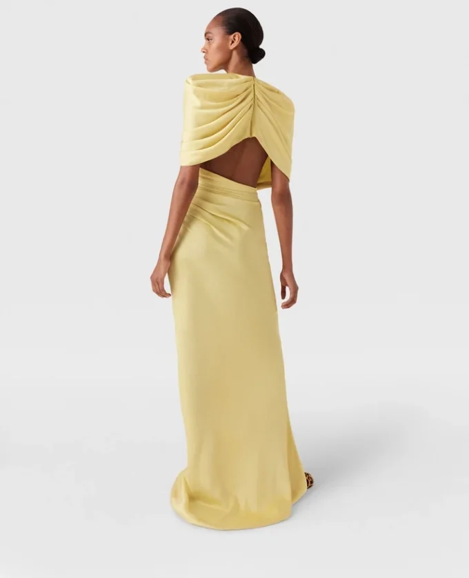Satin-Maxikleid mit kurzen Ärmeln
