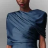 Satin-Maxikleid mit kurzen Ärmeln