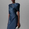 Satin-Maxikleid mit kurzen Ärmeln