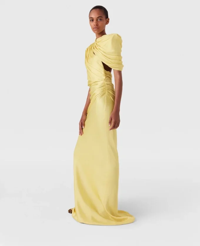 Satin-Maxikleid mit kurzen Ärmeln