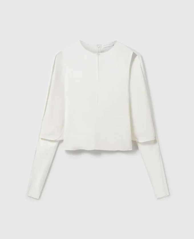 Satin-Oberteil mit Cape-Ärmeln und Cut-outs