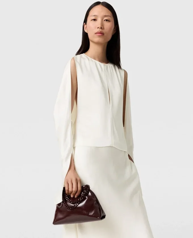 Satin-Oberteil mit Cape-Ärmeln und Cut-outs