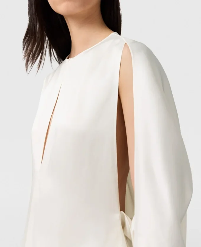 Satin-Oberteil mit Cape-Ärmeln und Cut-outs