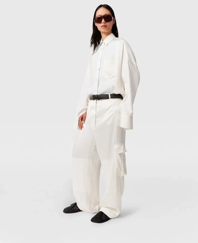Satinierte, locker sitzende Cargohose