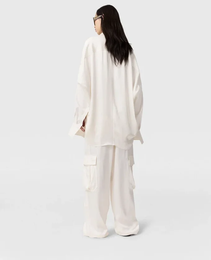 Satinierte, locker sitzende Cargohose