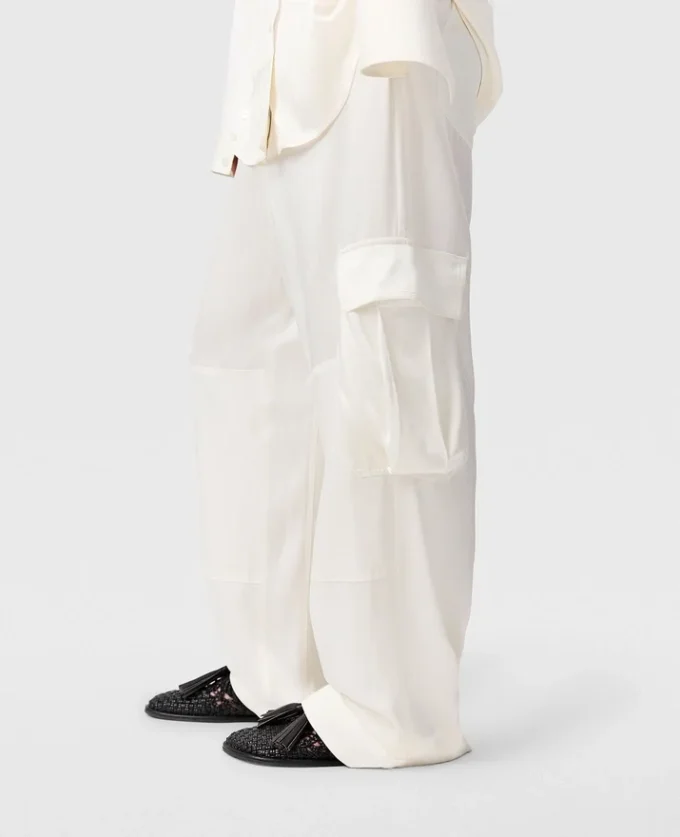 Satinierte, locker sitzende Cargohose