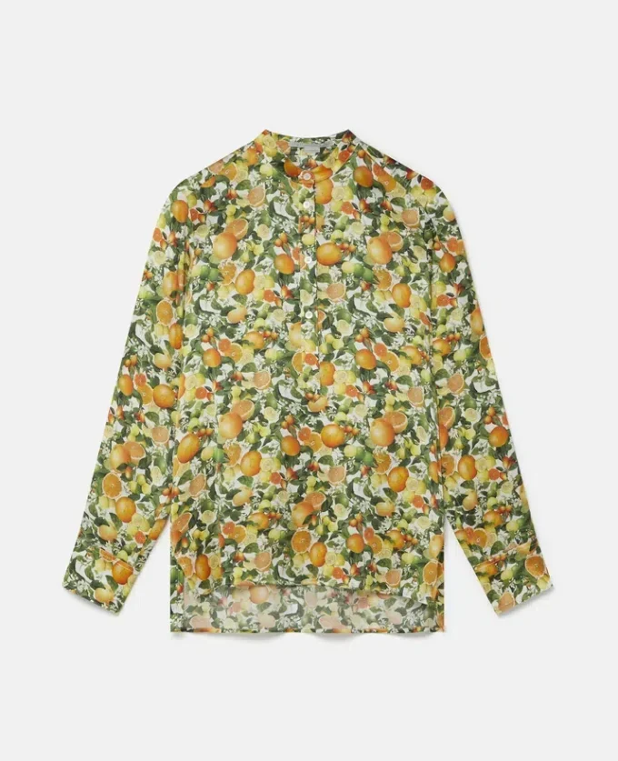Seidenhemd mit Zitronenprint