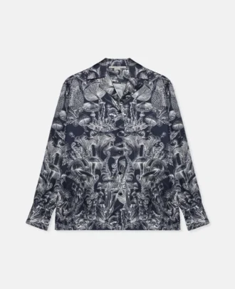 Seidenpyjamahemd mit Fungi Forest-Print