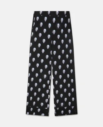 Sexy Pyjamahose aus Crêpe de Chine mit Roboterprint