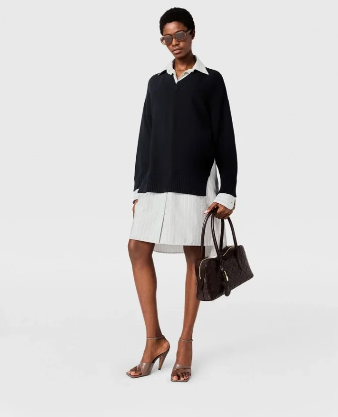 Shirtkleid mit Rundhalsausschnitt