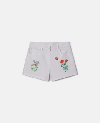 Shorts mit Blumenstickerei
