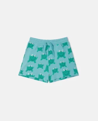 Shorts mit Froschprint und Kordelzug