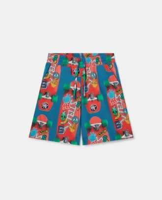 Shorts mit Skateboard-Print