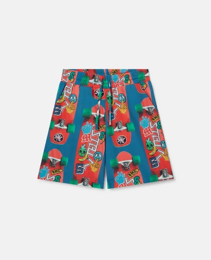 Shorts mit Skateboard-Print