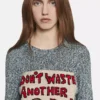 Slogan-Pullover aus Baumwollstrick „Don’t Waste Another Day”
