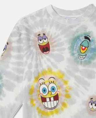 SpongeBob Sweatshirt mit Grafikprint und Batikoptik