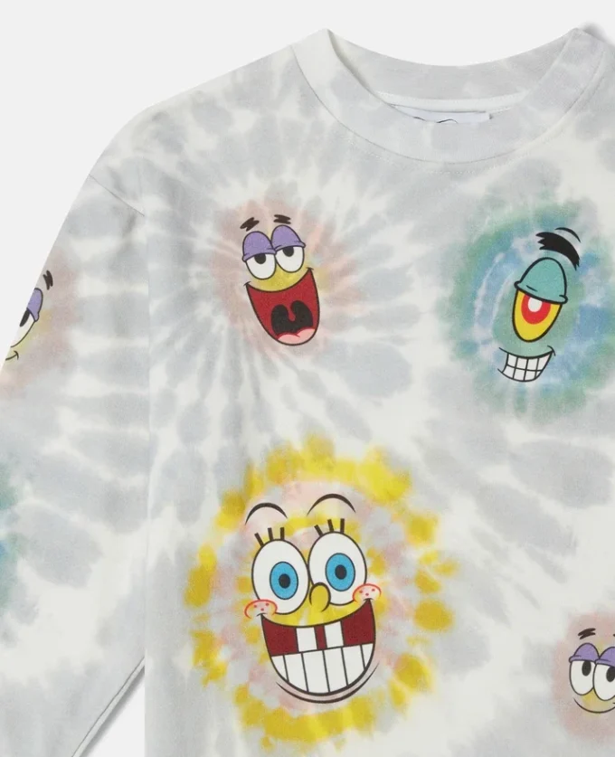SpongeBob Sweatshirt mit Grafikprint und Batikoptik