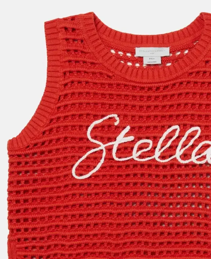 Stella Besticktes, ärmelloses Oberteil aus Häkelstoff