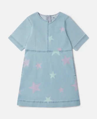 Stella Star Print Denim T-Shirt-Kleid