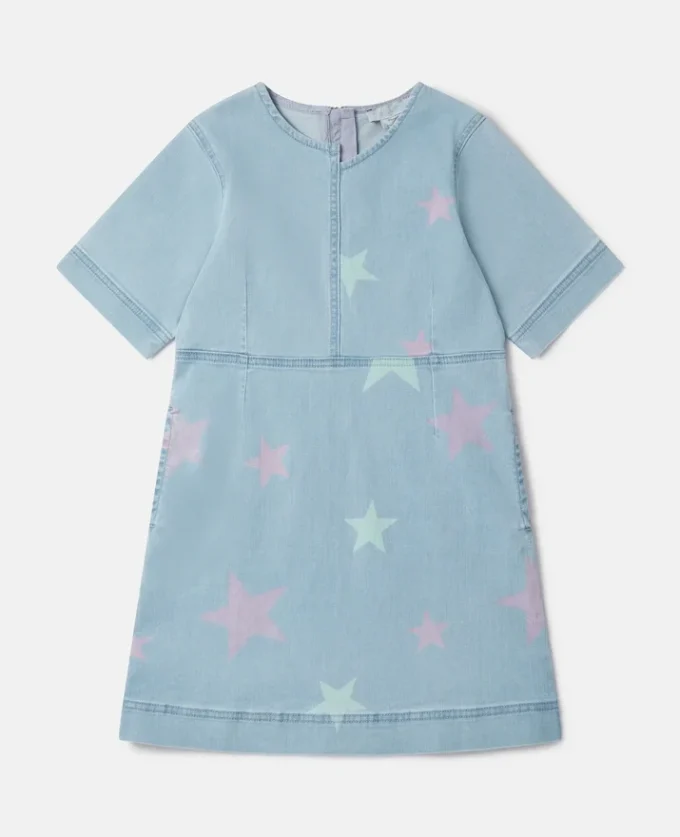 Stella Star Print Denim T-Shirt-Kleid