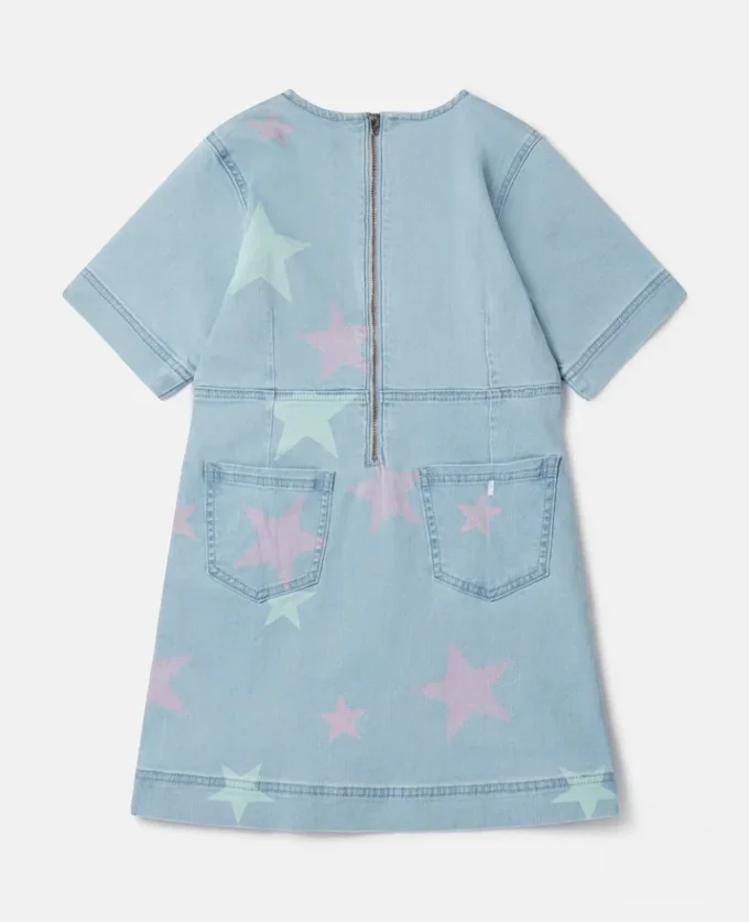 Stella Star Print Denim T-Shirt-Kleid