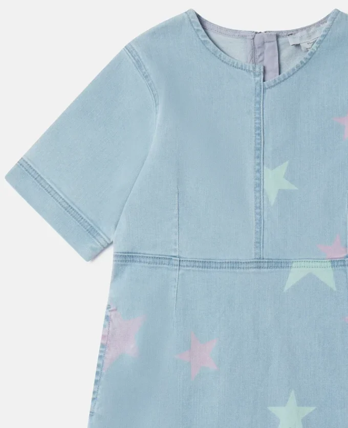 Stella Star Print Denim T-Shirt-Kleid