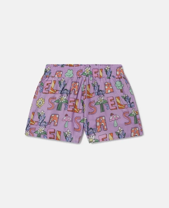 Stella Woodland Shorts mit elastischem Bund und Schriftzug