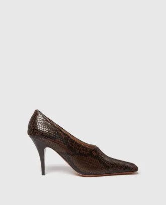 Stiletto-Pumps mit eckiger Spitze und Schlangenmuster