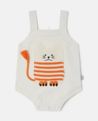 Strampler mit Katzenmotiv-Stickerei